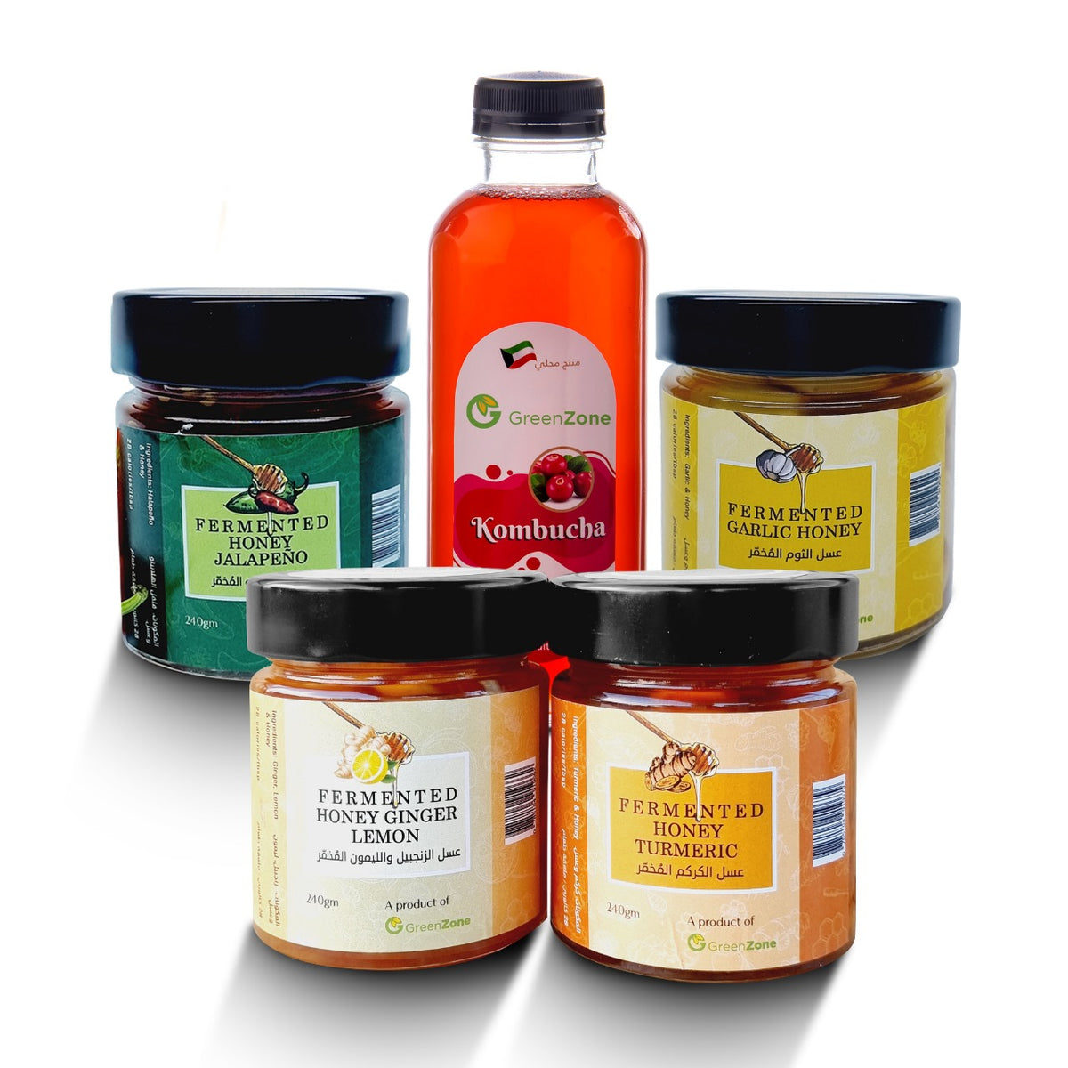 Digestive Bundle (4 Honey Flavors + Cranberry Kombucha)