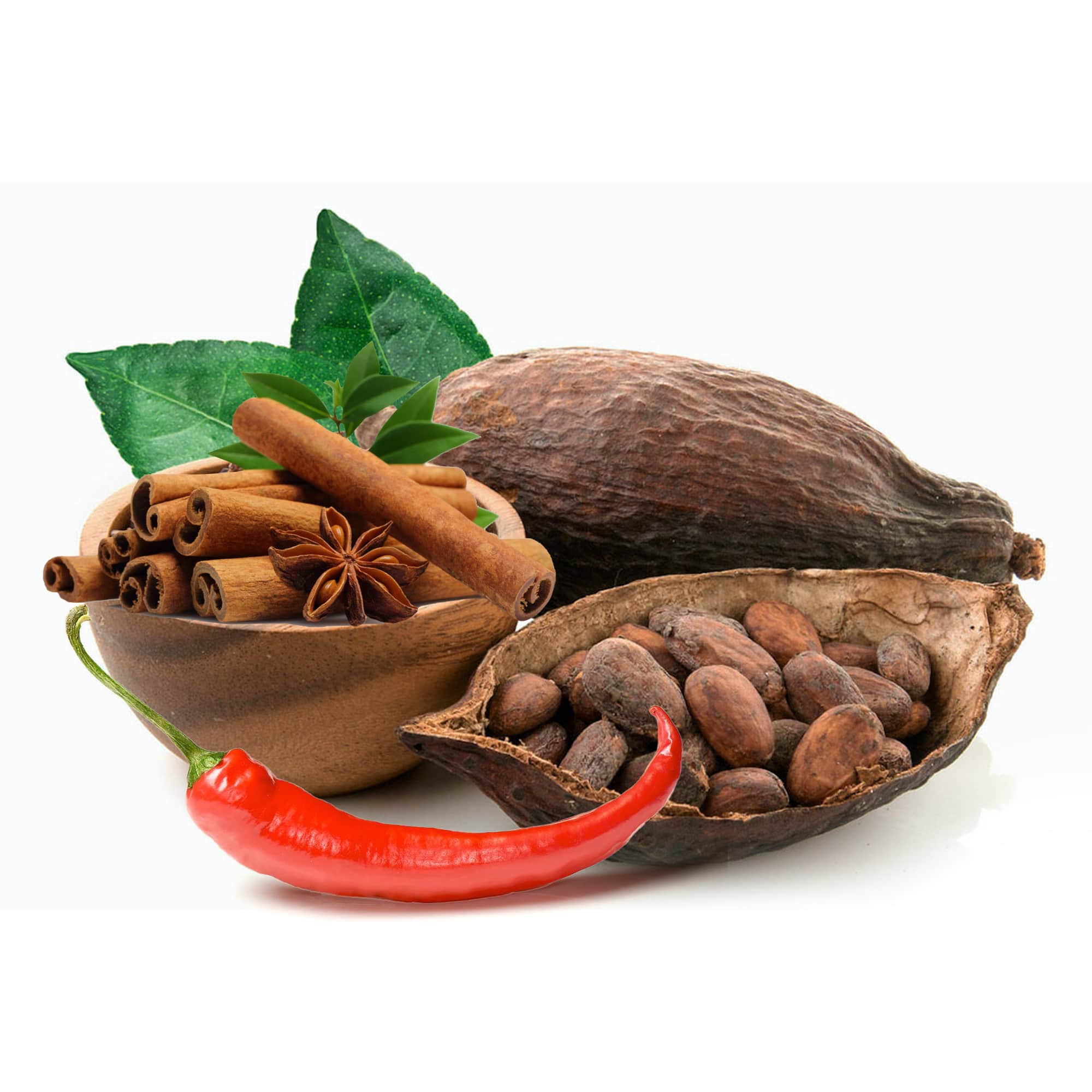 مسحوق الكاكاو العضوي عالي الجودة مع القرفة وفلفل الكايين (250 جرام)